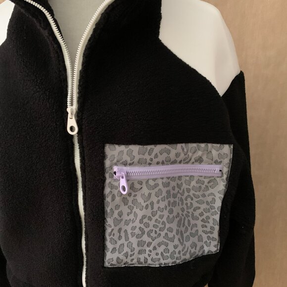 Zara Teddy Fleece & Neoprene Contrast Jacket | Size M - Picture 8 of 10